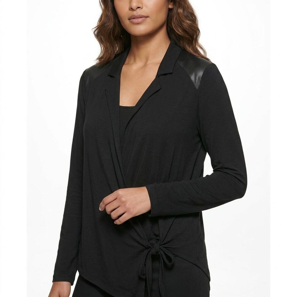 pure DKNY Black Wrap Lightweight Top Women Size M